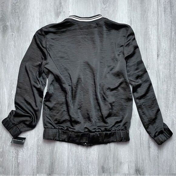 INC Black Satin Bomber Jacket M - Picture 5 of 5